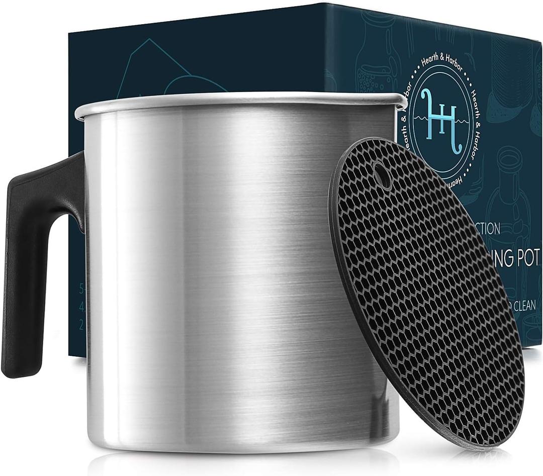 Hearth & Harbor Aluminum Wax Melting & Pouring Pot with Dripless Heat-Resisting Handle & Pouring Spout