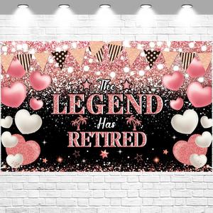 Happy Retirement Backdrop Banner Party Decorations Black Rose Background for Men Women The Legend Has Retired Supplies Sign 70.8 x 43.3 Inch