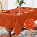 Romanstile Fall Jacquard Rectangle Tablecloth - Thanksgiving Waterproof Table Cloths Autumn Heavy Weight Fabric Table Covers for Dinner/Parties/Holiday - 60 x 84 Inch, Burnt Orange