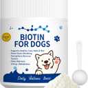 Premium Biotin for Dogs Powder with 58mg Biotin per oz, High Potency Dog Skin and Coat Supplement for Shedding and Dry Skin Relief, Dog Nail Strengthener with Yeast B-Vitamin Complex & 42% Protein, BB Date Not Found 