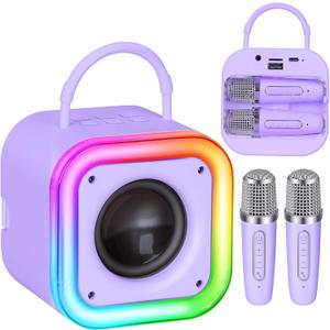 Mini Karaoke Machine for Kids, Girl Toys Gifts, Kids Karaoke Wireless Microphone for 4,5,6,7,8,9,10,11,12 Years Old Boys and Girls Christmas Party Gifts Toys (Purple)