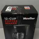 Mueller 12-Cup Drip Coffee Maker - Borosilicate Carafe, Auto-Off, Reusable Filter, Anti-Drip, Keep-Warm Function, Clear Water Level Window Coffee Machine, Kitchen Essentials & Accessories (Black)