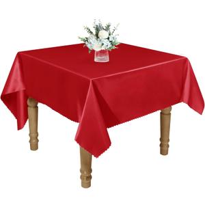RUDONG M 1 Pack 54 x 54 Inch Square Tablecloth, Red Satin Tablecloth, Silky Satin Square Table Cloth, Bright Smooth Satin Table Cover for Wedding, Banquet, Party Dinning Decoration
