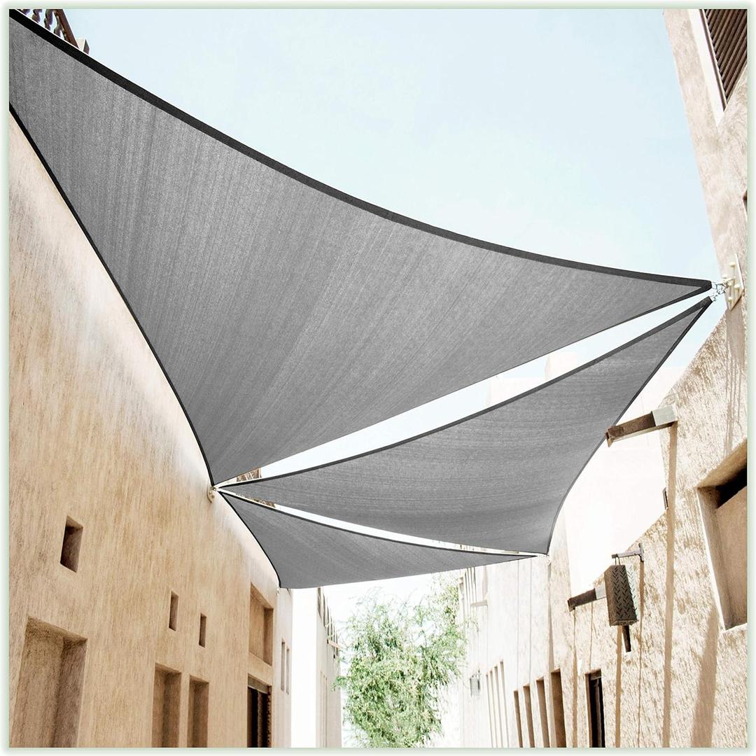 ColourTree 20' x 20' x 20' Grey Sun Shade Sail Triangle Canopy  UV Resistant Heavy Duty Commercial Grade -We Make Custom Size (Gray)