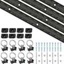 L Track, L Track Tie Down Rails Kit 2 Pack, 48" (4ft) Black Aluminum L Track Rails with 4 O-Ring & Mounting Screws, Heavy Duty L Track System for Truck Bed, Trailer, ATV, UTV & Cargo Management