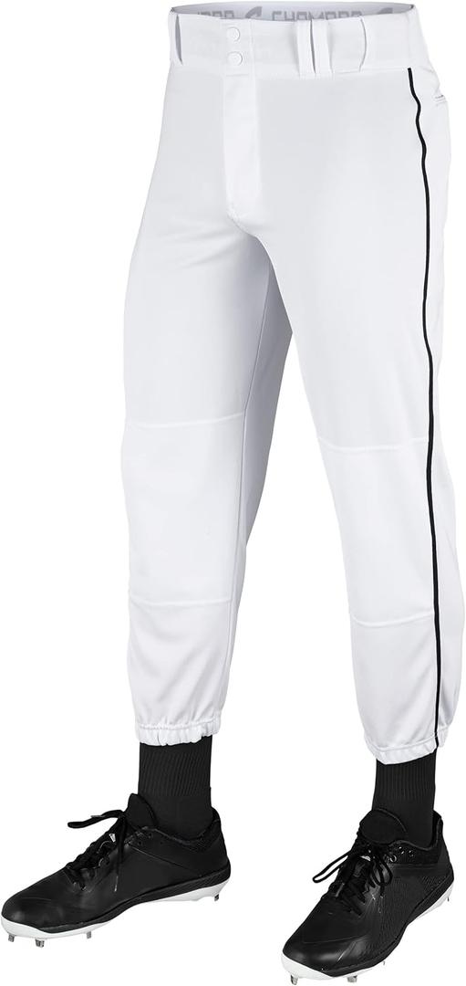 CHAMPRO Men's Triple Crown Classic Baseball Pants with Side Piping (4X-Large, White, Black)