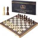 Magnetic Chess Sets for Kids & Adults, 15-Inch Wooden Chess Board with Pieces, Travel Portable Chess Set with Storage Box, Magnetic Chess Game for Beginner Pofessionals, 2 Extra Queens