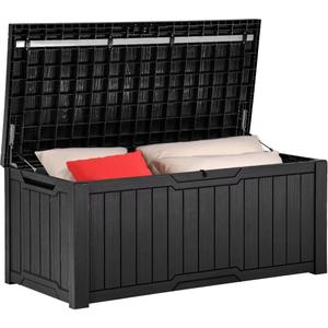 YITAHOME 120 Gallon Outdoor Storage Deck Box, Large Resin Patio Storage for Outdoor Pillows, Garden Tools and Pool-Supplies, Waterproof, Lockable (Black)