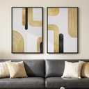 Framed Gold Abstract Modern Luxury Wall Art for Living Room, 24x36 Inch, 24" W x 36" H x 2Pcs