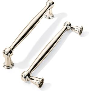 khtumeware 10 Pack Polished Nickel Cabinet Pulls 6-1/4 Inch(160mm) Hole Centers Cabinet Pulls Kitchen Cabinet Hardware for Cupboard Drawer Handles Dresser Pulls (6-1/4"(160mm) Hole Center)