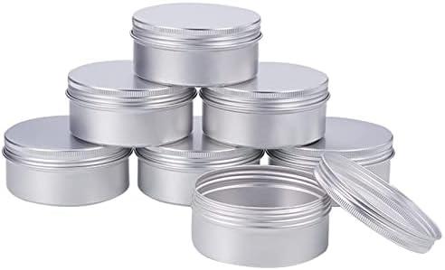 Qixivcom 10 Packs 5 Oz 150ml Round Tin Cans Aluminum Tin Screw Top Lid Metal Steel Tins Empty Cosmetic Sample Container Storage Organization for DIY Salve Crafts Spices Candies Tea Accessories