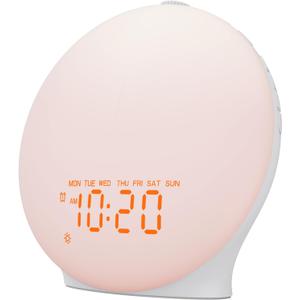 Reloj despertador Sunrise con sonido de ruido blanco con 25 sonidos relajantes, 17 luces nocturnas, altavoz Bluetooth despertador con luz despertador para dormitorios, durmientes pesados, bebs, nios