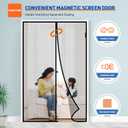 MAGZO Magnetic Screen Door Fit Door Size 64 x 80 Inch, Screen Size 66" x 81" Strong Magnet French Style Mesh, Heavy Duty Fiberglass Mesh with Hook & Loop for Sliding Entrance, Gray