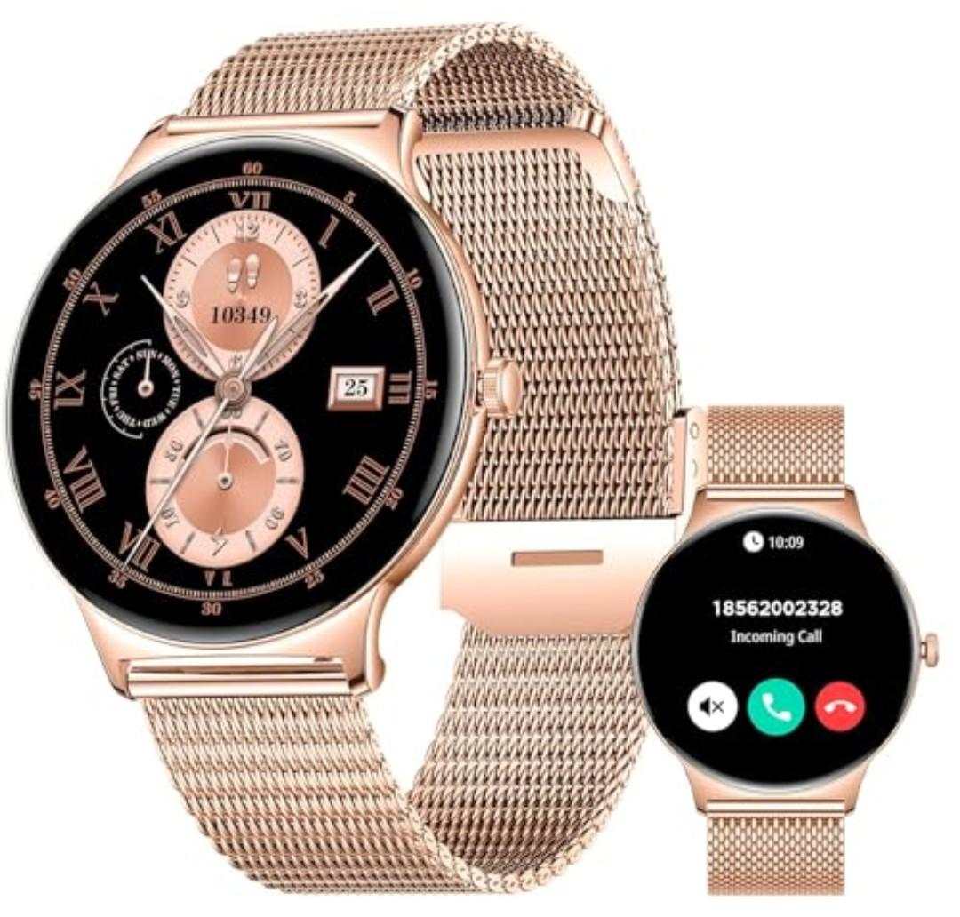 7.9MM Ultra-Thin Smart Watches for Women, 1.43" AMOLED Display Fitness Tracker with Bluetooth Make/Answer Call, Heart Rate/Blood Pressure/Sleep Monitor, 100+ Sports Modes Smartwatch for Android iPhone