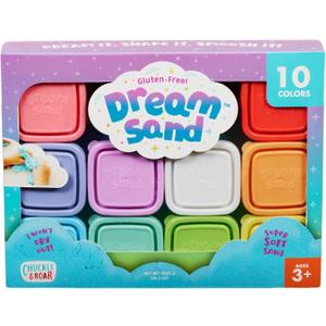 Chuckle & Roar Sensory Dream Sand - Pack of 10, Multicolor - Soft Squishy Play Sand - Sensory Bin Filler for Tactile Exploration - Never Dries Out for Outdoor Play
