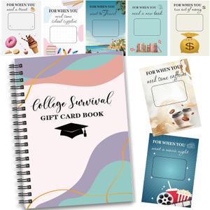 Zhanmai College Gift Card Book 7 x 5 Inch Graduation Gift Card Book 2026 College Survival Booklet Organizer Leaving Home High University School Birthday Care Package Cash Holder(Pastel)