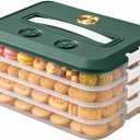 LOEZ Cookie Carrier, 4-Tier Cookie Storage Container with Lid, Green, 12"L x 9"W x 5.71"H