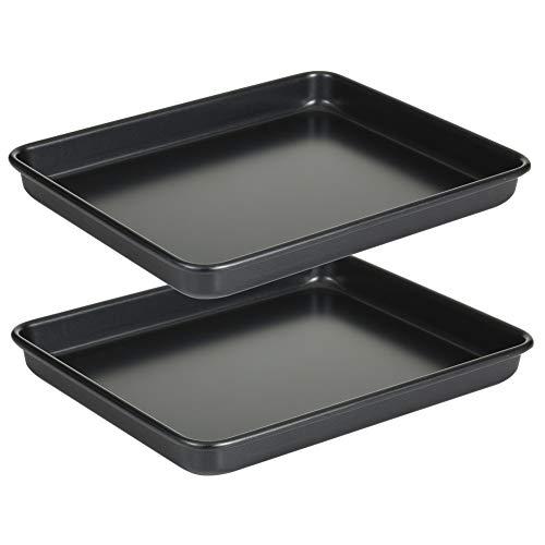 11 Inch Baking Sheets Pan Nonstick Set of 2, Walooza 1-inch Deep Baking Trays, 11X9 Inch Cookie Sheet Replacement Toaster Oven Tray, Non Toxic & Heavy Duty & Easy Clean