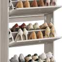 VASAGLE Shoe Organizer, Adjustable Dividers, Oatmeal Beige | Adjustable and Removable Dividers, Shoe Cabinet, 3 Flip Drawers, Holds 12-20 Pairs, Entryway, 9.4 x 23.6 x 47.7 Inches