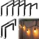 Frienda 6 Pcs Adjustable Outdoor Light String Metal Hooks for 3.2-6 Inch Concrete Wall Cinder Block Fences Hangers Outdoor Light String Hooks No Drill for Concrete Wall Cinder Block and Fence(Black)