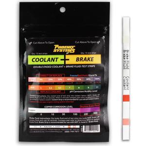 Phoenix Systems 8006-B Double-Ended Brake Fluid + Coolant Test Strips (15 foil wrapped test strips), 1 Pack
