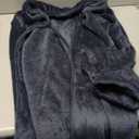 SPLASHGRIP Mens Fleece Robe Soft Plush Collar Shawl Bathrobe Lightweight Long Bath Shower with Belt & 2 Pockets (XX-Large-3X-Large, Deep Blue)