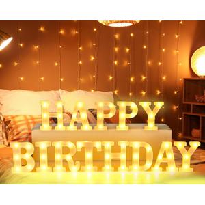 CHUNNIN Happy Birthday Marquee Light Up Letters Happy Birthday LED Letter Number Light Sign Centerpieces Decor for Home Table Decor All Party Decoration Anniversary Party Night Lamp Banquet Props