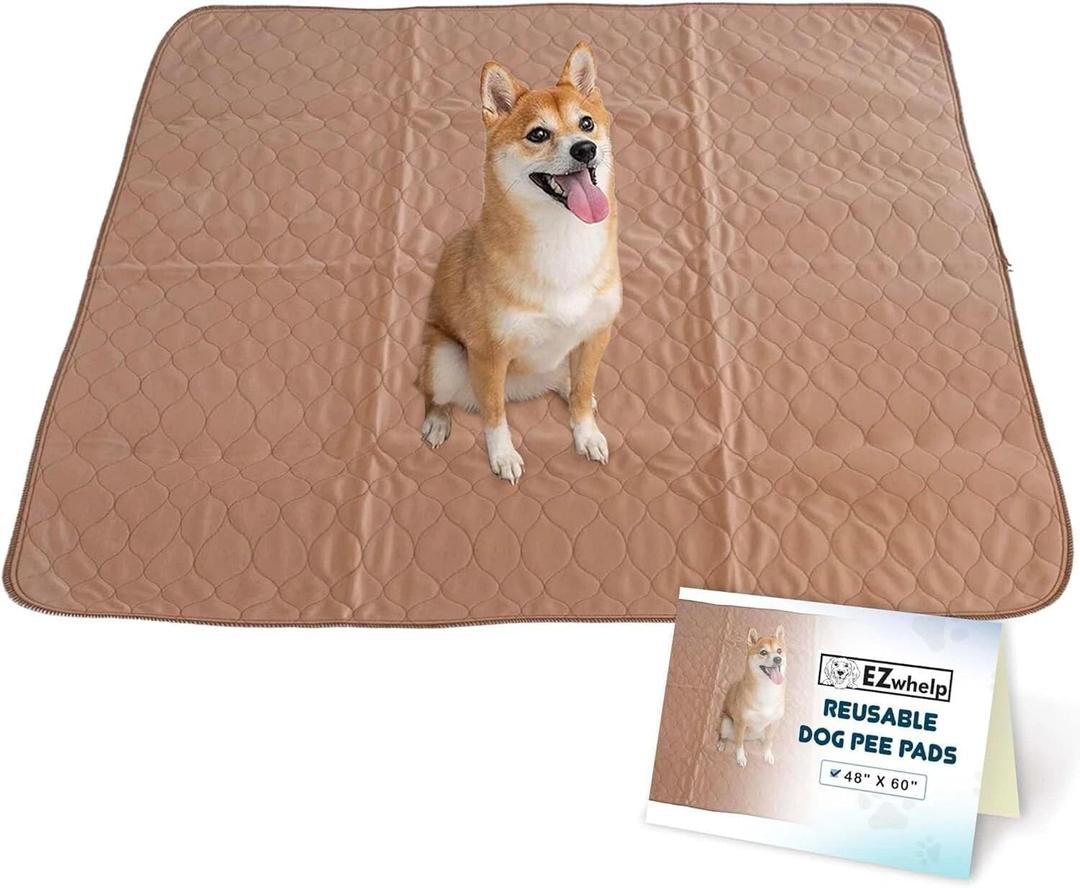 EZwhelp Reusable Dog Pee Pads - Waterproof Training Pads for Dogs - Washable & Sanitary - Rounded Corners - Laminated, Lightweight, Durable - Pet Essentials for Puppy Training and Whelping - 48" x 60" (48x60 Inch (Pack of 1))