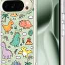 MOSNOVO Case for Google Pixel 10 Pro XL, [Buffertech 6.6ft Military-Grade Drop Protection] [Anti Peel Off Tech] Clear TPU Bumper Phone Case Cover Design - Dinosaur Land