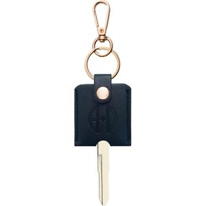 2 x Leather Keys Sleeve for Broken Car Key Loop Replacement - Cute Keychain Cover - Protector, Holder for Men & Women (Large-black03)