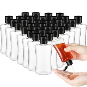Domensi 36 Pcs 3.4 oz Travel Bottles with Flip Cap Clear Plastic Travel Size Containers Portable Leak Proof Squeeze Bottle Refillable Empty Cosmetic Containers for Liquid Shampoo Lotion