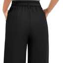 FUNYYZO Wide Casual Pants Women's High Elastic Waisted Business Work Trousers Long Pants J-Black (Black)