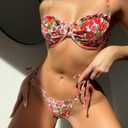 WDIRARA Women's Floral Print Underwired Tie Side 2 Piece Bikini Set Cute Swimsuit (S)