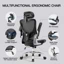 marrap Ergonomic Office Chair, Mesh Desk Chair with 3D Armrests, Adjustable Lumbar Support and Headrest, 90-120 Rocking Function, Black