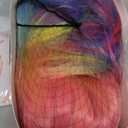MAGQOO Rainbow Long Curly Wavy Wig Colorful Fun Wigs for Women Girls Middle Part Synthetic Halloween Cosplay Party Wig