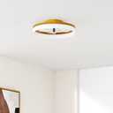 VOLISUN Low Profile Ceiling Fans with Lights and Remote, 19.7in Fandelier Ceiling Fan Flush Mount, 3000K-6500K Smart Bladeless LED Fan Light, Gold Modern Ceiling Fans with Lights for Bedroom