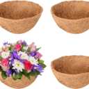 Legigo 4 Pack 10 Inch Hanging Basket Coco Liners Replacement, 100% Natural Round Coconut Coco Fiber Planter Basket Liners for Hanging Basket Flowers Vegetables
