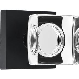 coolnews Crystal Glass Door Knobs Interior, Square Privacy Door Knob for Bedroom/Bathroom, Matte Black (1 Pack Privacy)