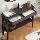 ChooChoo Console Table with Drawers, Narrow Wood Accent Sofa Table Entryway Table with Storage Shelf for Entryway, Front Hall, Hallway, Living Room, Espresso, 11.8"D x 39.4"W x 31.5"H