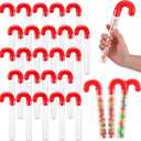Lallisa 24 Pcs Large Christmas Candy Tubes 9.8 Inch Plastic Candy Container Clear Empty Candy Tube with Red Topper Christmas Party Supply Red Filled Holiday Stuffer Crutch Shaped for Christmas Party