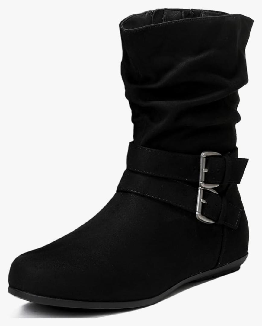 Luoika Women's Wide Width Low Heel Side Zipper Ankle Boots 9 wide