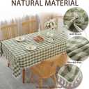 JIALE Spring Gingham Tablecloth Rectangle Cotton Linen Fabric Checkered Table Cloth with Tassel Washable Wrinkle Free Buffalo Plaid Table Cover for Outdoor Party Picnic Kitchen Dining, Green, 55x75
