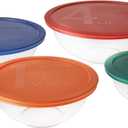 Pyrex Smart Essentials Mixing Bowl Set Including Locking Lids (Clear), 8 piece, 5 quarts
