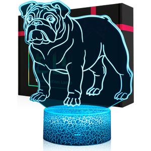 Bulldog Night Light, 16 Colors Changing Dimmable with Remote, Bulldog Memorial Gifts for Loss of Dog, Bulldogs Lamp Home Room Office Decoration