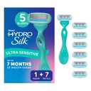 Schick Hydro Silk Ultra Sensitive Razor for Women | Womens Razor for Sensitive Skin, 5 Blade Razors for Women, Womens Razors for Shaving, Includes 1 Handle & 7 Refills