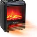 Comfort Zone Electric Mini Fireplace Space Heater with Realistic 3D Flame, Stay-Cool Body, Carry Handle, Overheat Sensor, and Safety Tip-Over Switch, Ideal for Home, Bedroom, & Office, 1,200W, CZFP1BK, 600/1,200-Watt