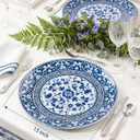 Hioasis 12Pcs Blue Charger Plates & Platters - 13 Inch plastic charger plates, Heavy-duty, BPA-free, Floral Table Chargers for Dinner Wedding & Party