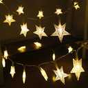 Star String Lights,16.4 ft 50 LED 8 Modes Battery Operated String Lights with Remote & Timer Dimmable Twinkle Fairy Lights String for Kid Bedroom Tent Party Wedding Christmas Decor Warm White