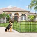 FOREHOGAR Metal Garden Fence 42in (H) x 23.3ft (L), 10 Panels + 11 Stakes Dog Fence Border Fence Animal Barrier, No Dig Garden Fencing for Yard Flower Bed Lawn Patio Outdoor, CTW4210 Black