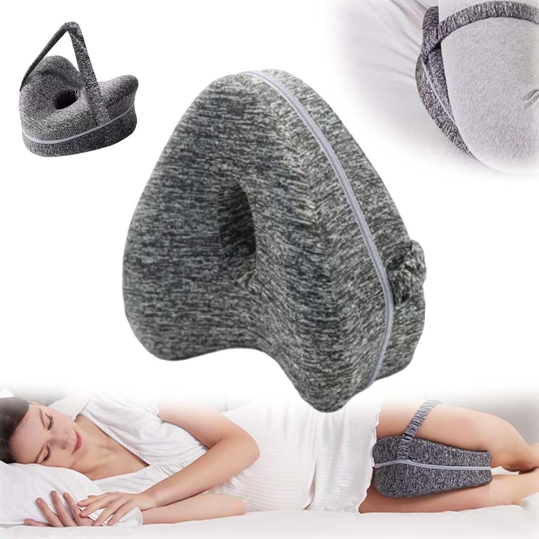 Revoget Alignment Pillows for Side Sleepers, 2025 New Revoget Hip Alignment Pillow, Relieve Hip Pain & Sciatica, with Adjustable Strap (Grid Blue) (Grey-1)